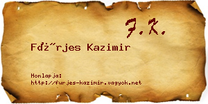 Fürjes Kazimir névjegykártya
